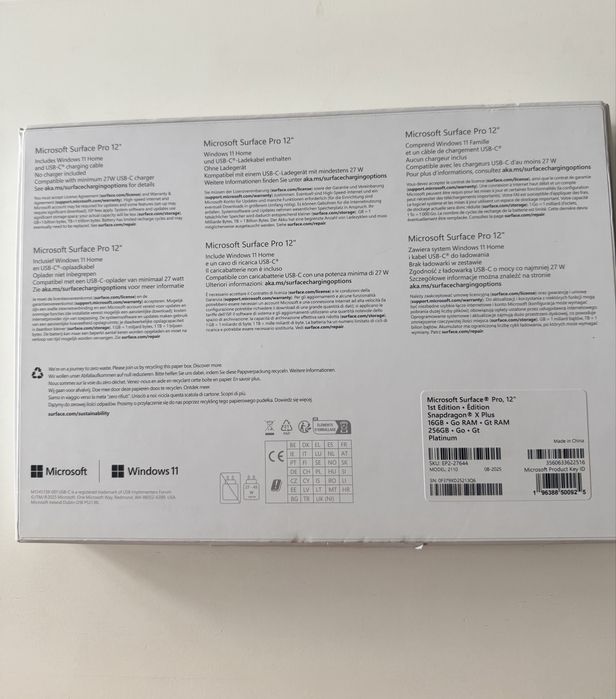 Tableta Microsoft Surface 12 Pro Copilot+ PC 12 inch Qualcomm Snapdragon X Plus 16GB 256GB SSD Windows 11 Home Platinum