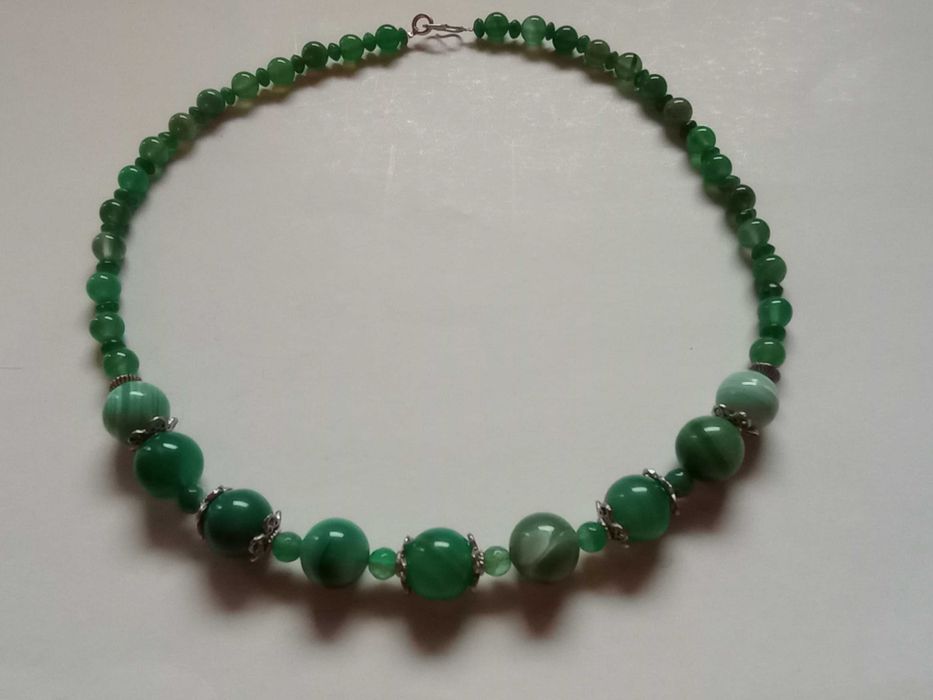 colier agate verzi striate,clasic,elegant