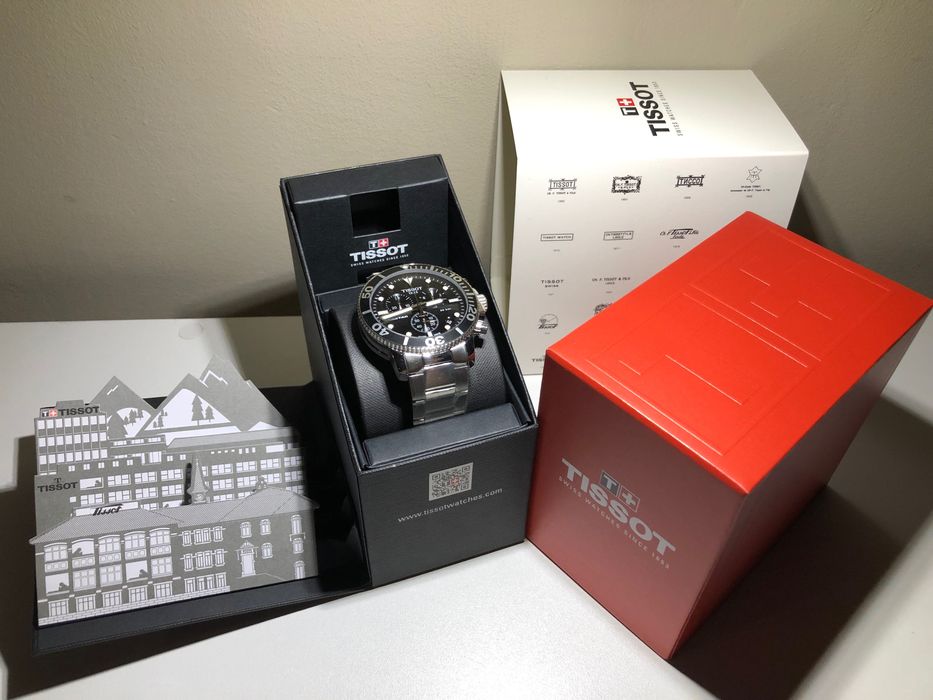 Ceas Tissot Seastar 1000 Chronograph Black, Bratara Metalica
