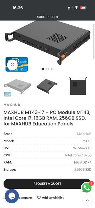 Maxhub MT43-i7 PC Module 16Gb Ram 256Gb SSD ca Nou