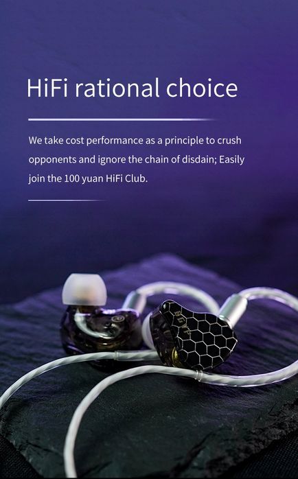 Кабелни IEM слушалки, H i-res, BGVP Scale PRO, двойни драйвери, с мик.