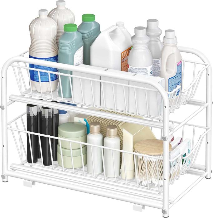 Organizator baie sau bucatarie Songmics, 2 sertare glisante, alb