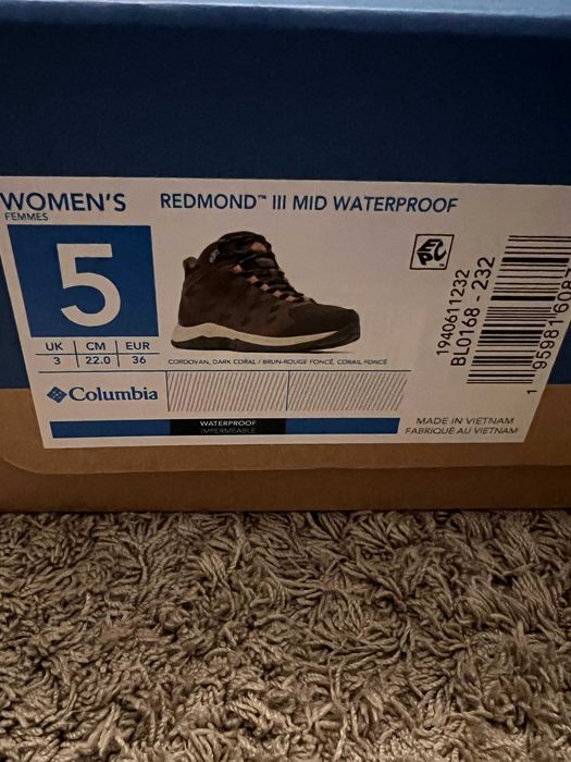 Ghete drumetie Columbia Redmond 3 Mid Waterproof marimea 36 Noi