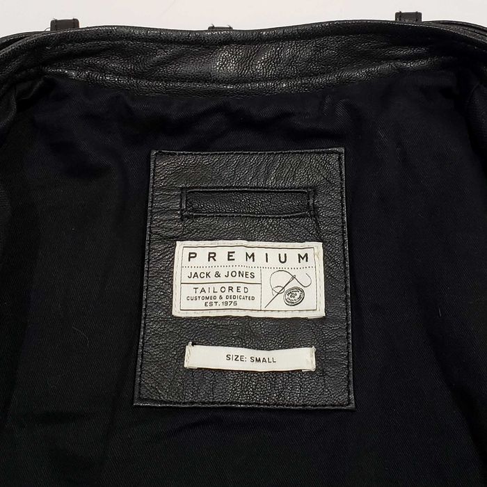 JACK & JONES Мъжко Кожено Яке Мото Естествена Кожа Като Ново S