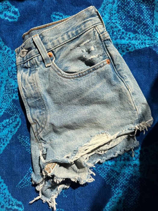 Levi's Premium 501 къси дънки ретро стил - размер 24 (XS) / Висока талия