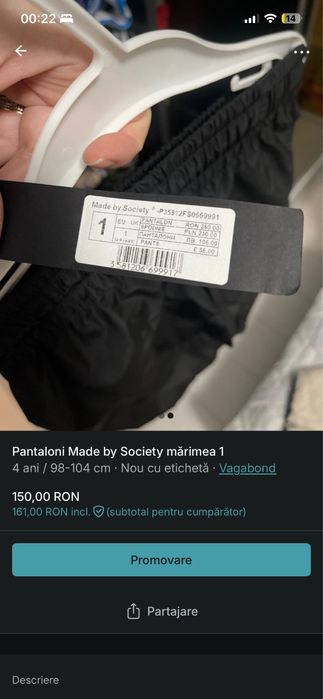 Pantaloni Made by Society marime 1