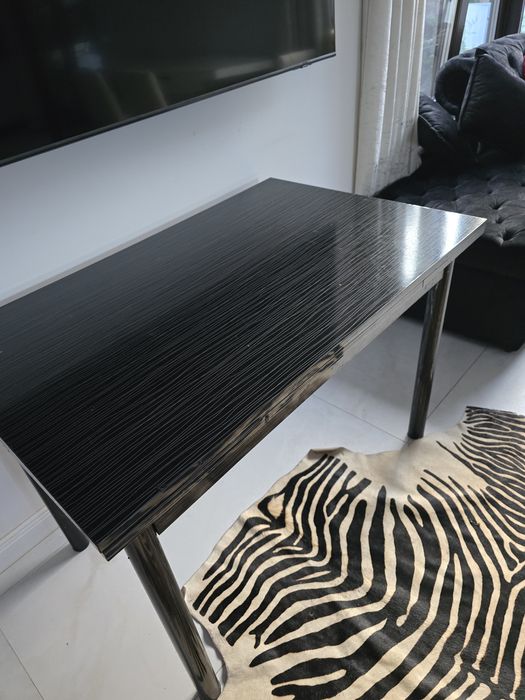 Masa extensibila MDF, negru cu inserții argintii