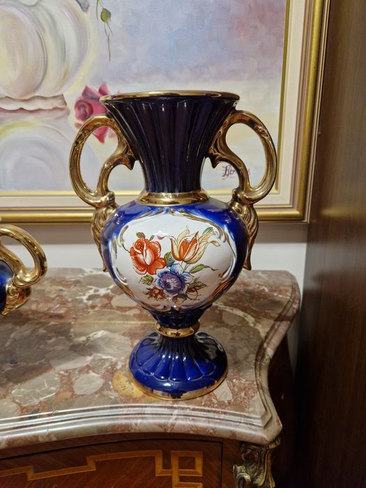 Антикварен порцеланов италиански к-т вази и жардиниера