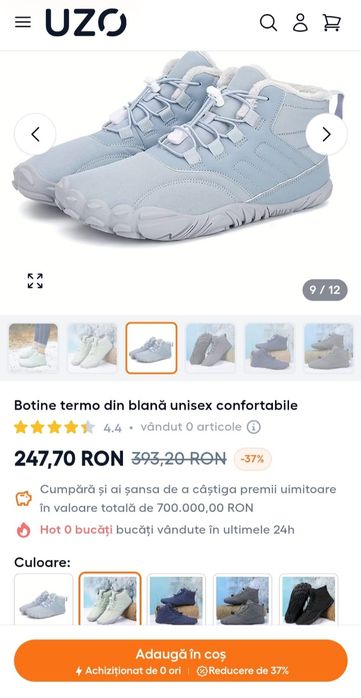 Botine termo UZO Noi, din blană, impermeabile, Nr 43 EU unisex