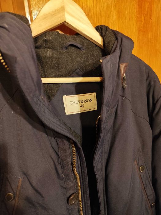 Geaca parka XL XXL CHEVIGNON puf si pene premium albastru