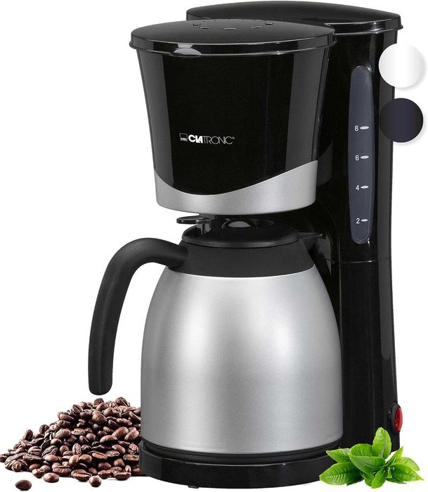 Шварц Кафемашина Clatronic Thermos | Автоматична филтърна кафемашина за 8-10 чаши филтърно кафе | Система против прокапване и автоматично изключване