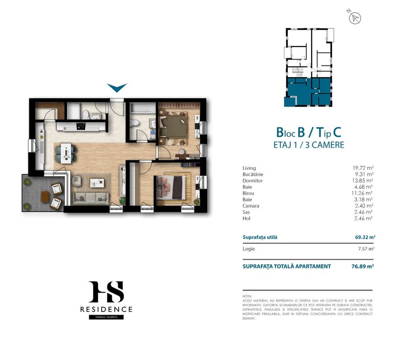 Ultimul apartament cu CF !! HS  Residence preț direct de la  dezvoltat