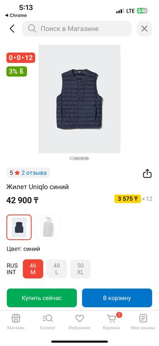 Жилетка мужская пух