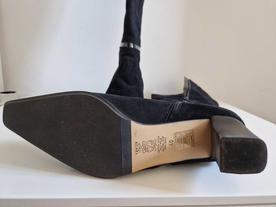 Cizme elegante piele întoarsă măr.40