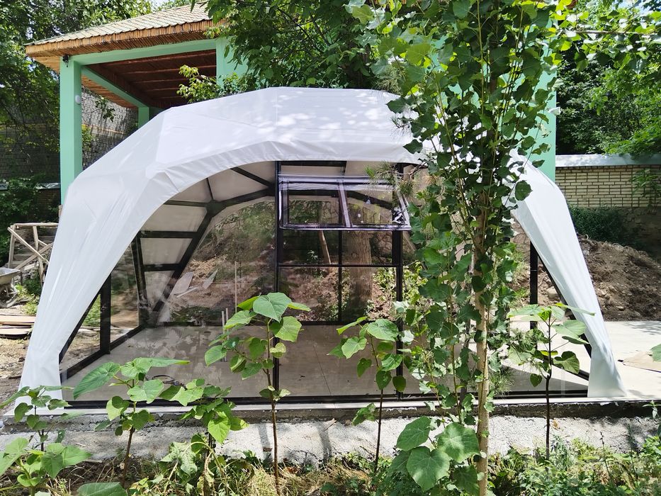 Glamping. Besedka, kupola, gumbaz, aura. Глемпиг, Беседка, куполь, гум