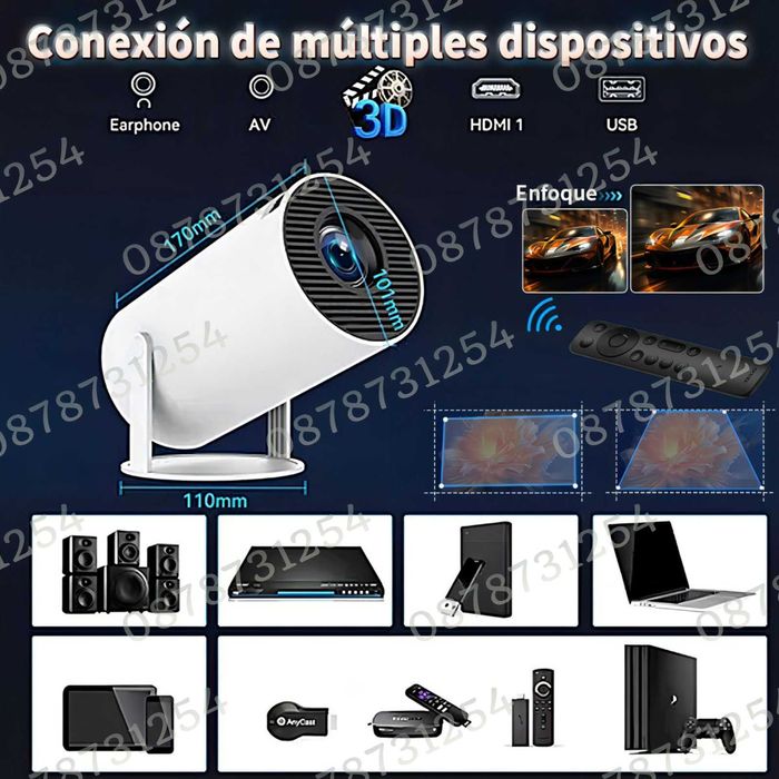 Видеопроектор с 10 000 Вградени Игри Безжичен Стрийминг до Платформи