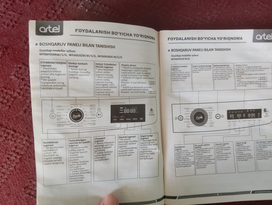 Artel 6kg 3yil garantiya