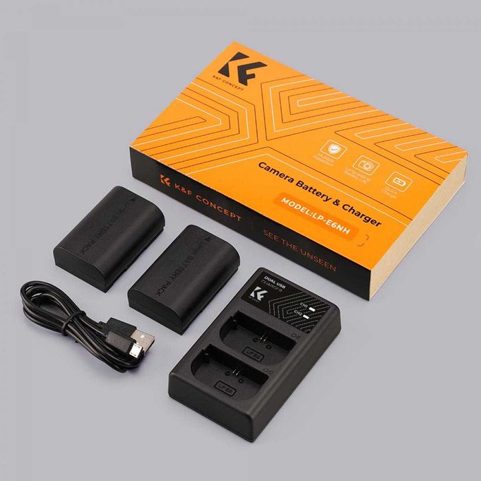 Комплект 2 батерии LP-E6NH + зарядно K&F Concept