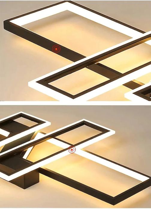 Led Черни правоъгълници невисяща трицветна лампа за таван