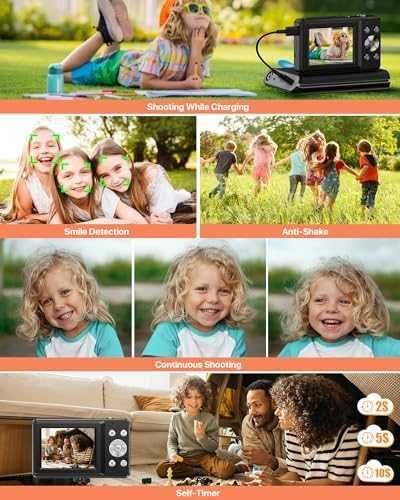 Нов черен Компактен фотоапарат 44MP 1080P 16x зум уеб vlog камера фото