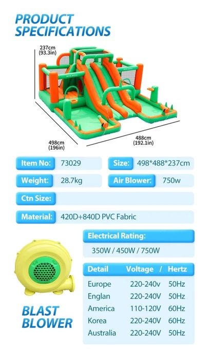 Детская надувная горка, игровой центр, надувной аквапарк