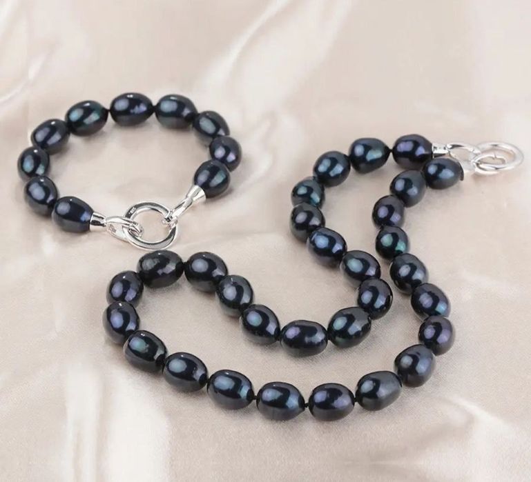 Натуральный жемчуг комплект крупный