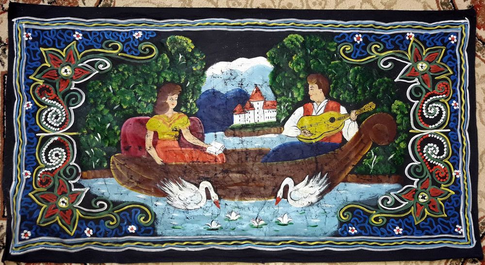 Оригинален ръчно рисуван ковьор за стена, началото на 20-ти век.