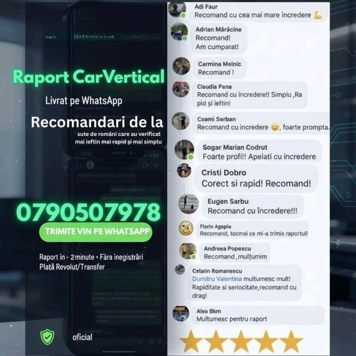 Raport CarVertica Istoric auto VIN Serie sasiu Accesibil 2 min