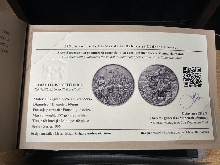 Medalie argint 999 157g - Plevna