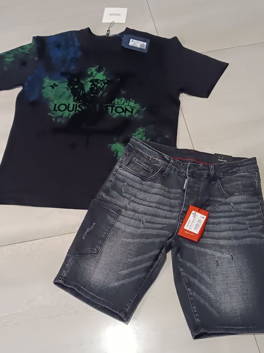 Compleu bărbați tricou și pantaloni scurți de blugi disquared