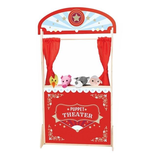 Куклен театър с четири кукли-57x20x104 см./дървена куклен театър