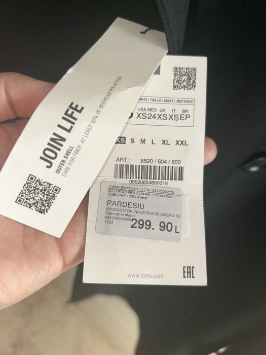 Pardesiu / trench scurt Zara nou