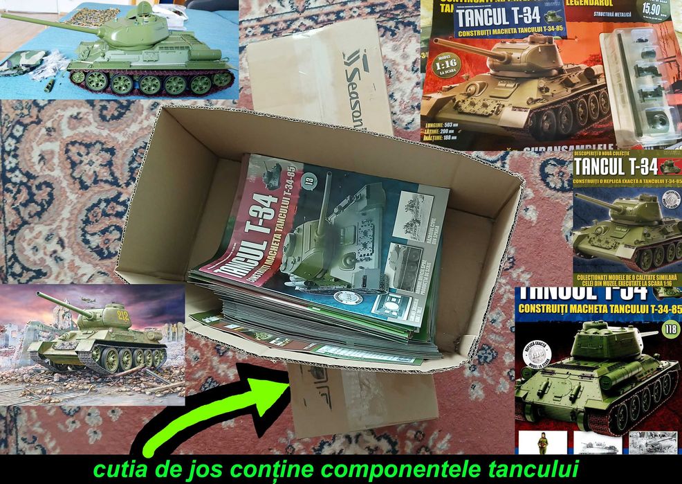 Vând 81 numere ( = 65%)  cu piesele Tancul T 34  (componentele tancului + revista) Eaglemoss