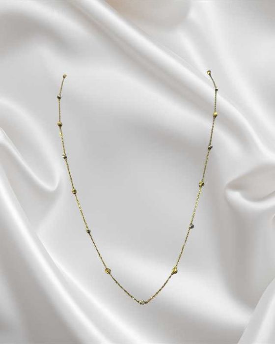 Lant din aur galben cu bile din aur alb 14K, 2,60 grame