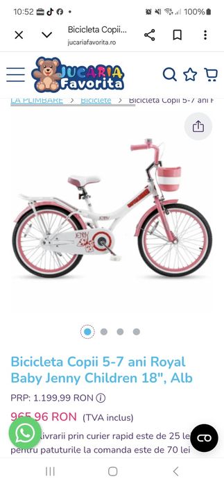 Bicicleta copii 18inch ca nouă