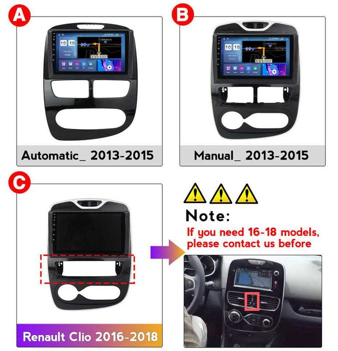 Navigatie Android 14 RENAULT CLIO 4 2012-2018  1/8 Gb CarPlay + CAMERA