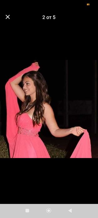 Великолепна бална рокля в наситен розов цвят, изработена по поръчка.