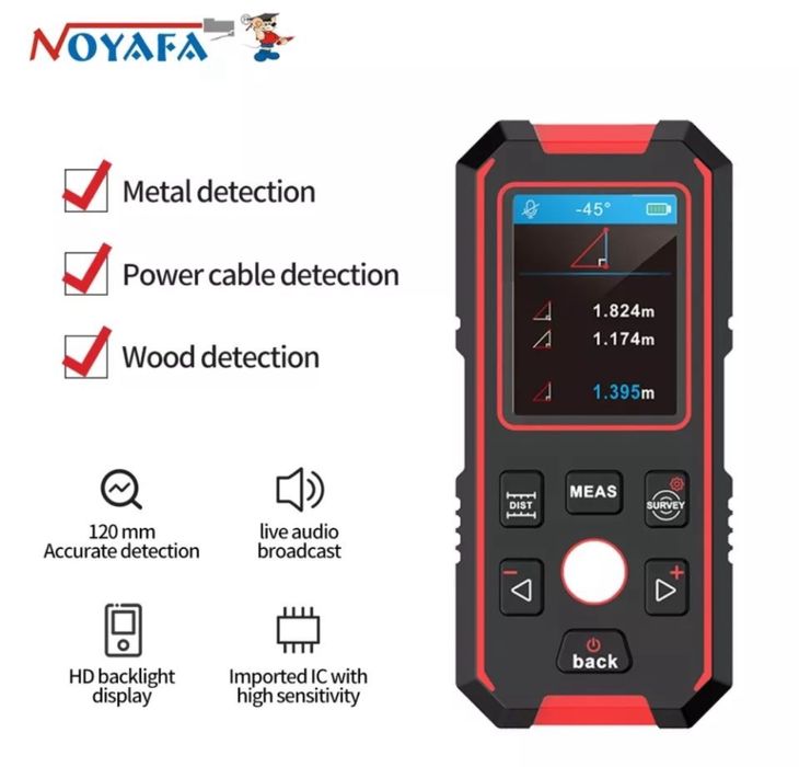 Многофункциональный детектор скрытой проводки NF-518, Кабелеискатель