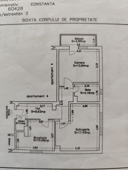 Vând apartament cu 2 camere decomandat, situat pe Strada Soveja