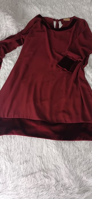 Rochie de seara vișinie din voal dublat accesorizata cu catifea, mărim