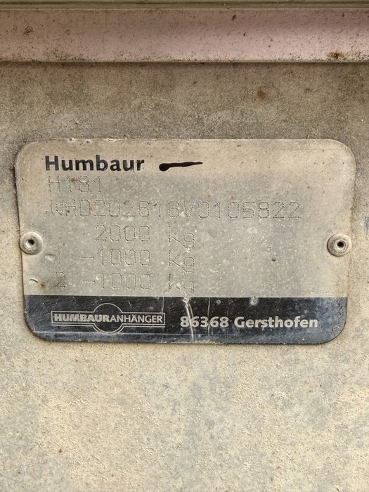 Vand remorca Humbaur 2000kg