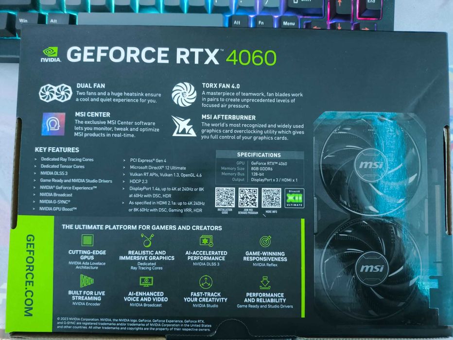 Продается MSI GeForce RTX™ 4060 VENTUS 2X BLACK 8G OC