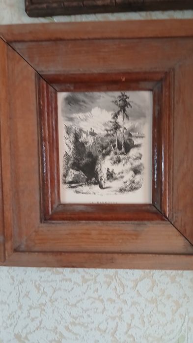 Старинная гравюра в раме