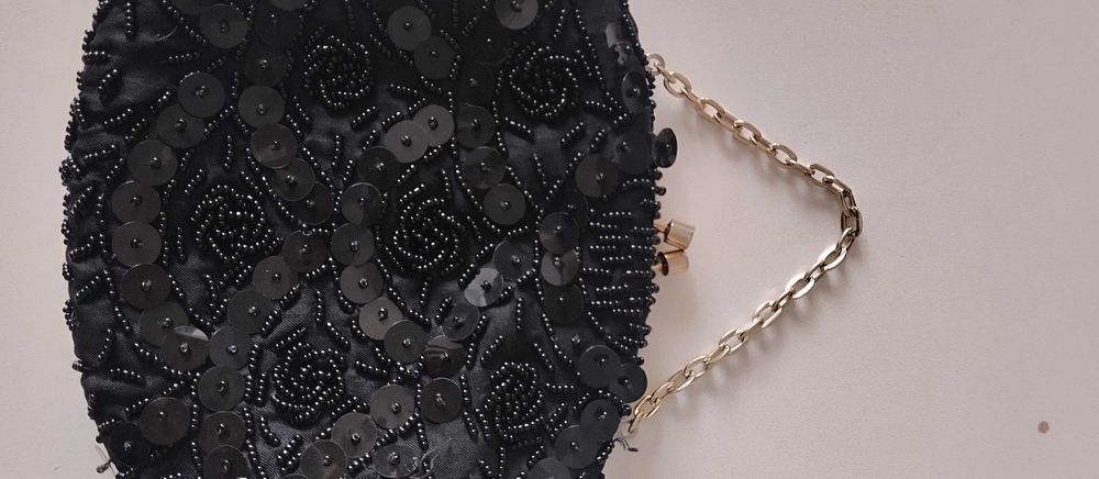 Black beaded and sequin evening bag