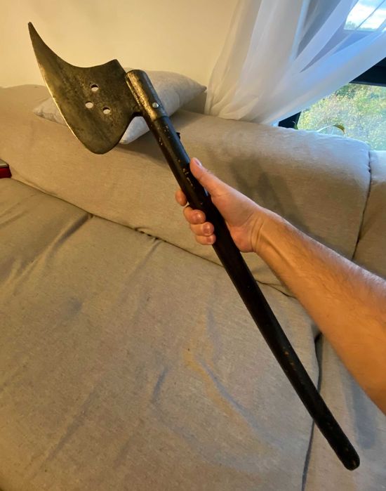 Arma de lupta medievala Battle Axe sec 15 germanica colectie vintage