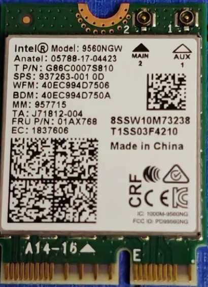 Placa retea Intel Dual Band Wireless 9560NGW 2.4 & 5 Ghz + Bluetooth + Antena interna si externa