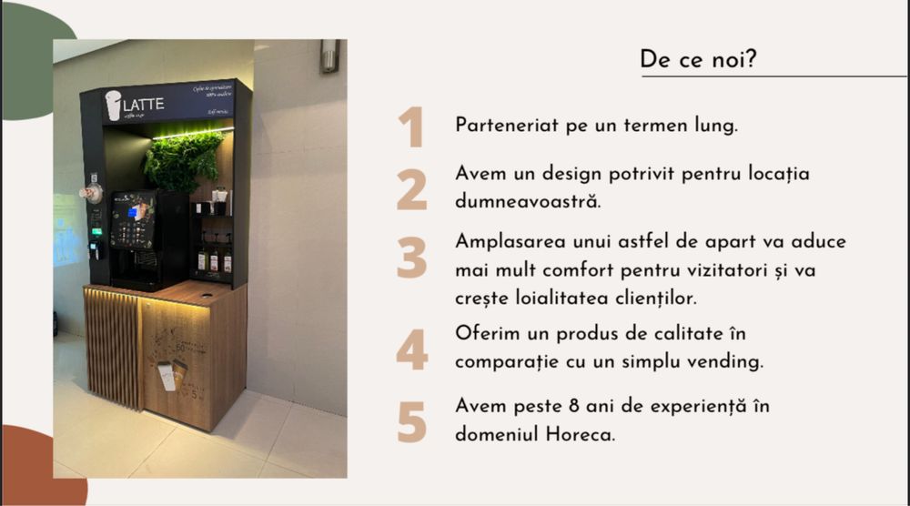 Vand sau schimb Coffee station / Aparat cafea self service marca Latte Romania