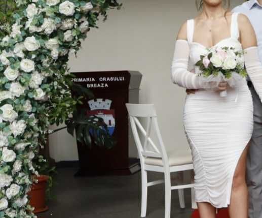 Rochie cununie + buchet flori artificial