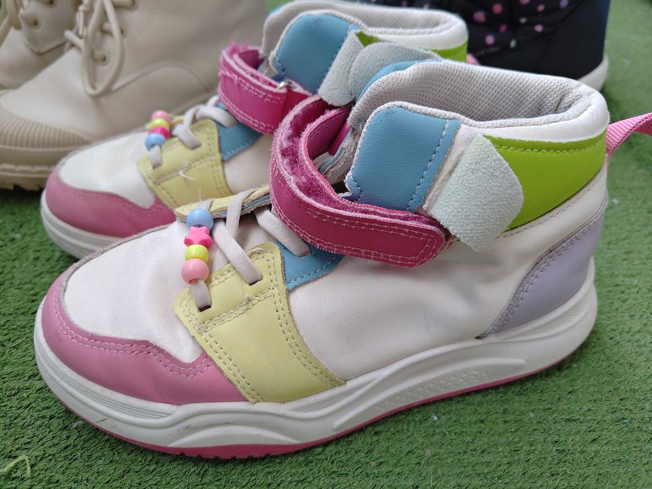 Детски обувки 34 за момиче, ботуши, боти, сникърси, апрески, джапанки