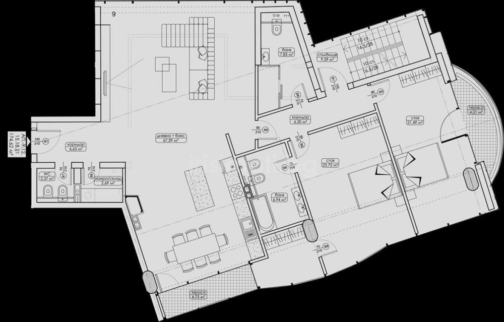 Продава тристаен, €675000, 232кв.м. в бул. България